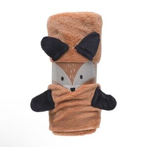 Comfort Bay Fox Plush Toy Blanket - Brown and Black